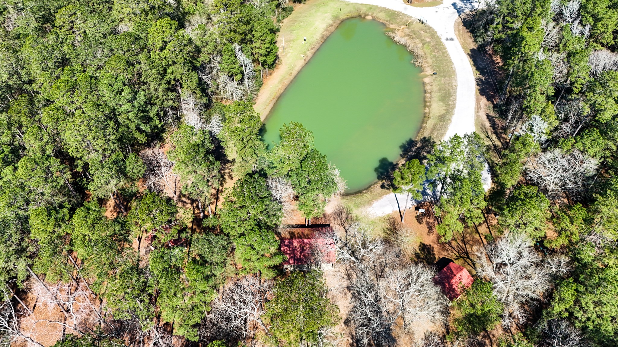 5-23-14 Rim Rock Road Huntsville, TX 77340 - Photo 34 of 45 Overhead view of Dedication Trail Park and its tranquil pond, located just a stone's throw from your future home in Texas Grand Ranch.