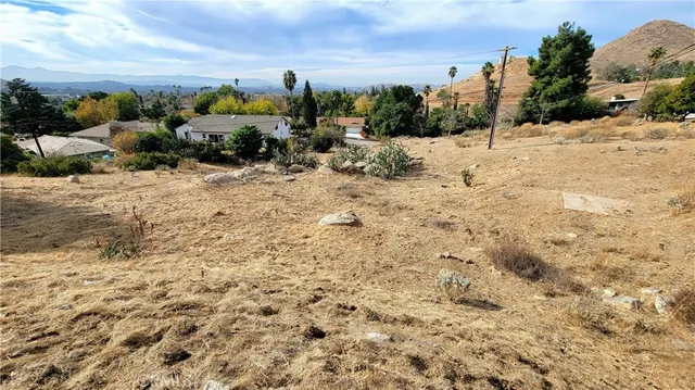 a view of a parking space with lots of trees