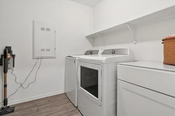 a utility room with dryer and washer