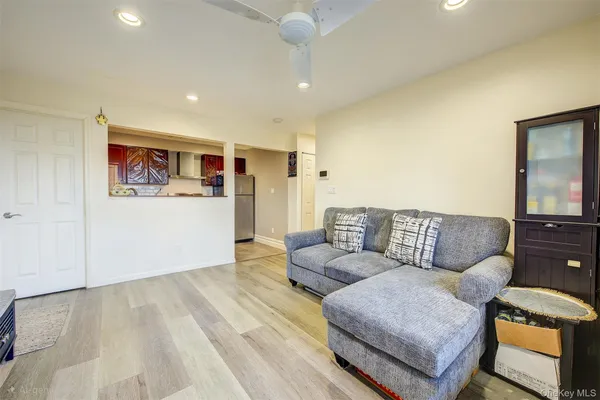 a living room with furniture and a couch