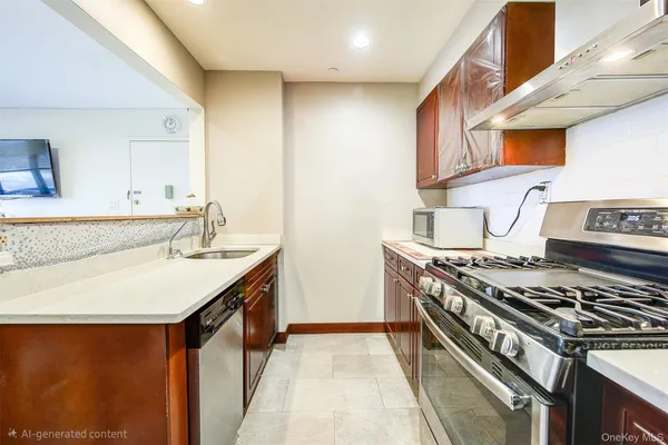 a kitchen with stainless steel appliances granite countertop a stove and a sink