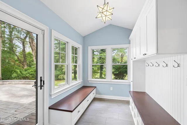 a view of a room with a window