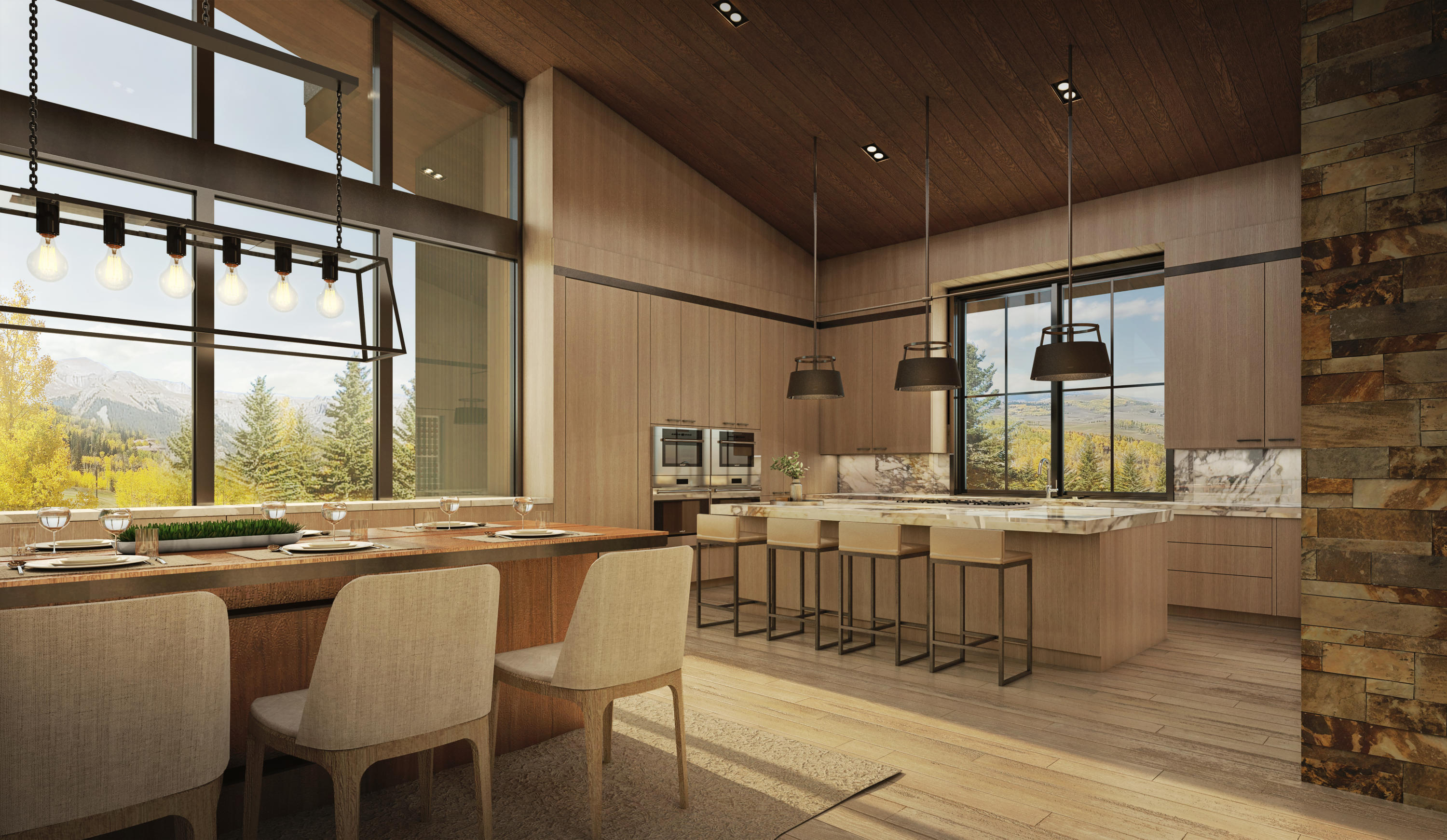 167 Adams Ranch Road Mountain Village, CO 81435 - Photo 5 of 17 a dining hall with stainless steel appliances kitchen island granite countertop a sink and cabinets