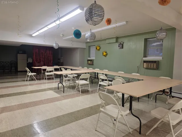 a view of a dining area with furniture