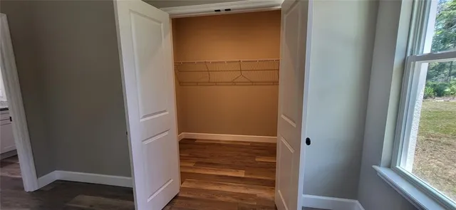 a view of wooden door