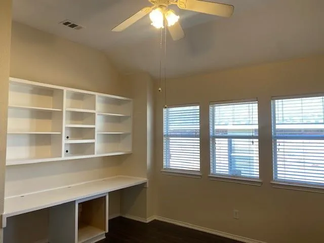 a room with a large window