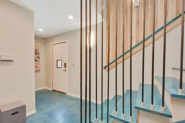 a view of a bathroom with shower