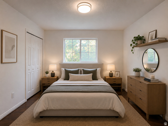 30 West 7500th Street South, Unit 18 Midvale, UT 84047 - Photo 13 of 14 Well-lit interior featuring a window with natural light, dark wood-finish flooring, and a flush mount ceiling light