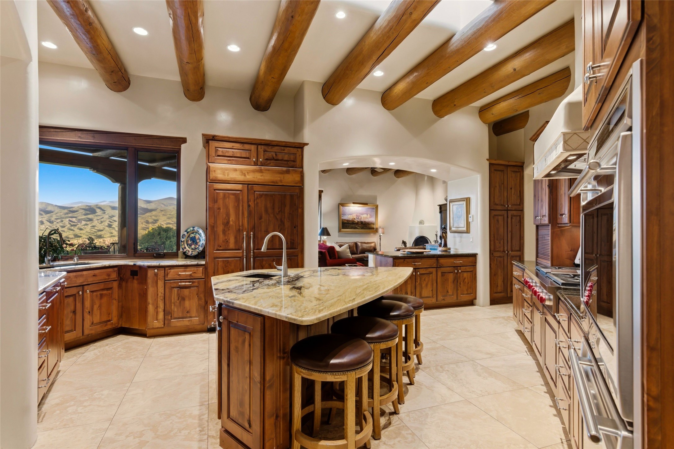 42 San Juan Ranch Road Santa Fe, NM 87506 - Photo 13 of 49 Chef's kitchen with high-end Stainless Appliances and Views