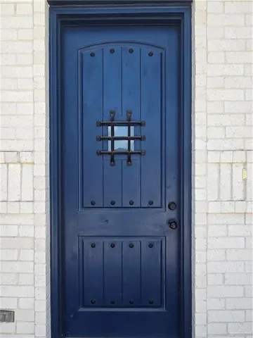 a view of wooden door
