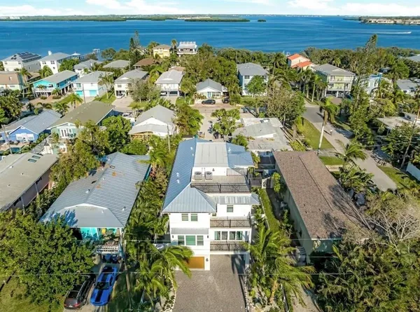 an aerial view of a house