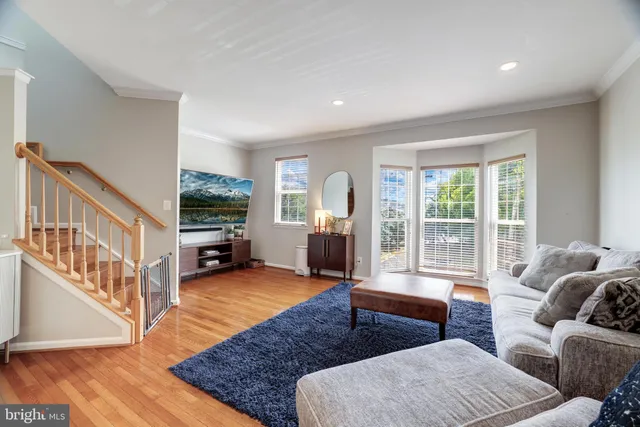 a living room with furniture and a rug