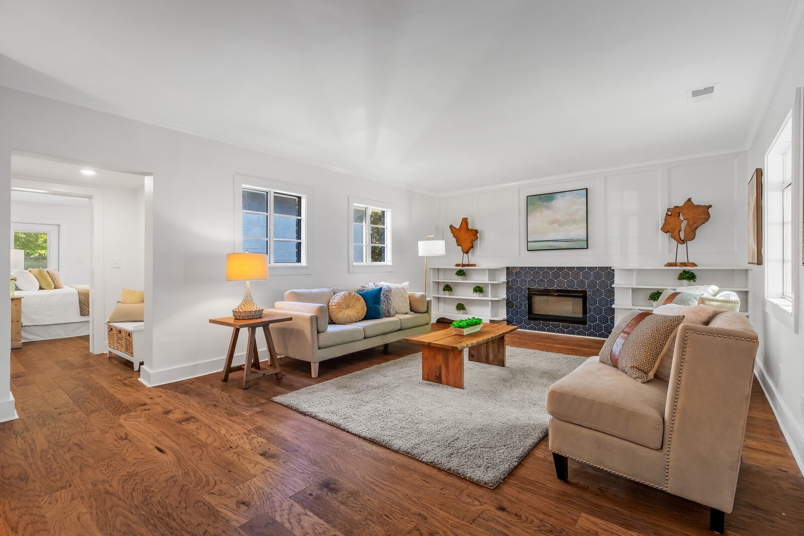 4911 Log Cabin Road Nashville, TN 37216 - Photo 3 of 10 a living room with furniture a fireplace and a table