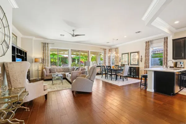 a view of a dining room and livingroom view