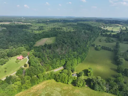 a view of a lake with a city