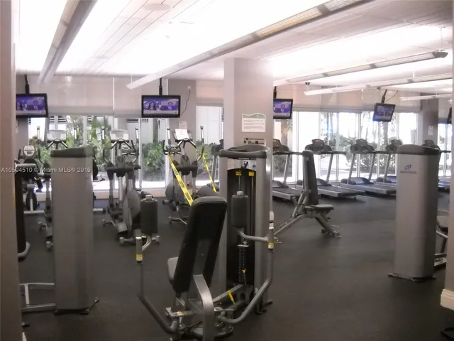 a view of a room with gym equipment