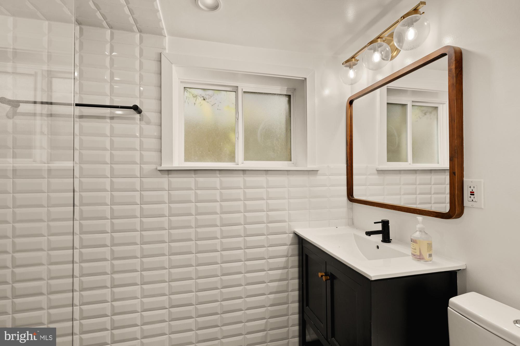 215 Hawaii Avenue Northeast Washington, DC 20011 - Photo 21 of 45 a bathroom with a sink a toilet and mirror