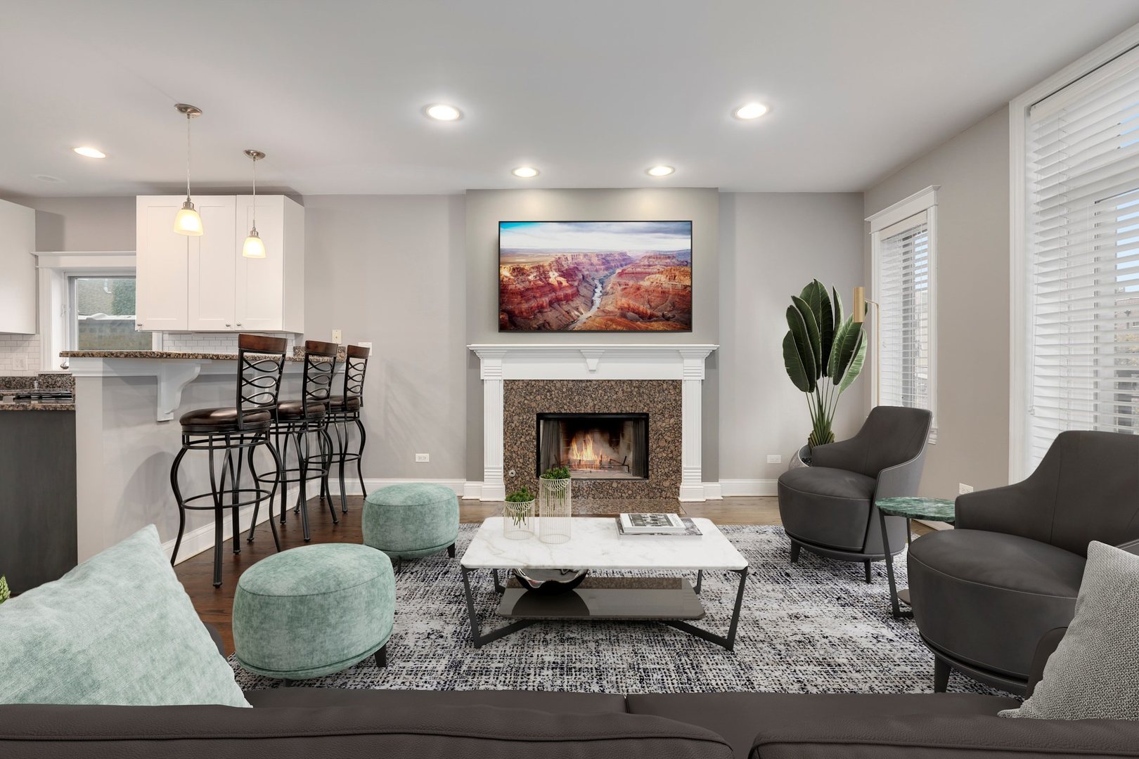 3211 North Racine Avenue, Unit 2 Chicago, IL 60657 - Photo 4 of 22 a living room with furniture and a fireplace