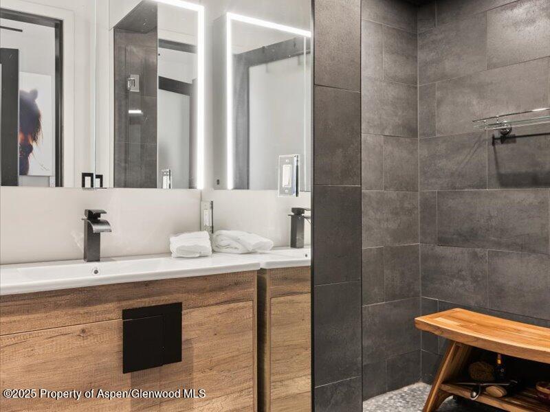 26 Bunker Loop Aspen, CO 81612 - Photo 21 of 23 a bathroom with a sink a toilet and a mirror