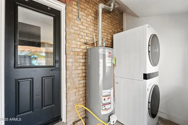an aerial view of a house with a garden