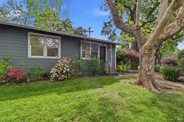 a view of a house with a garden