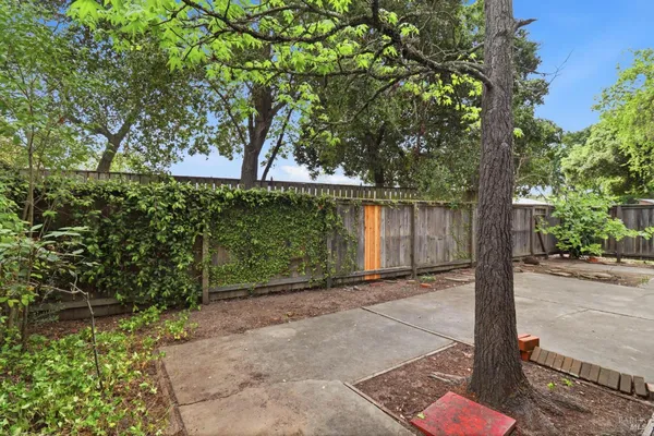 a backyard of a house with lots of green space