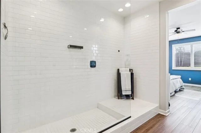 a bathroom with a sink and a shower