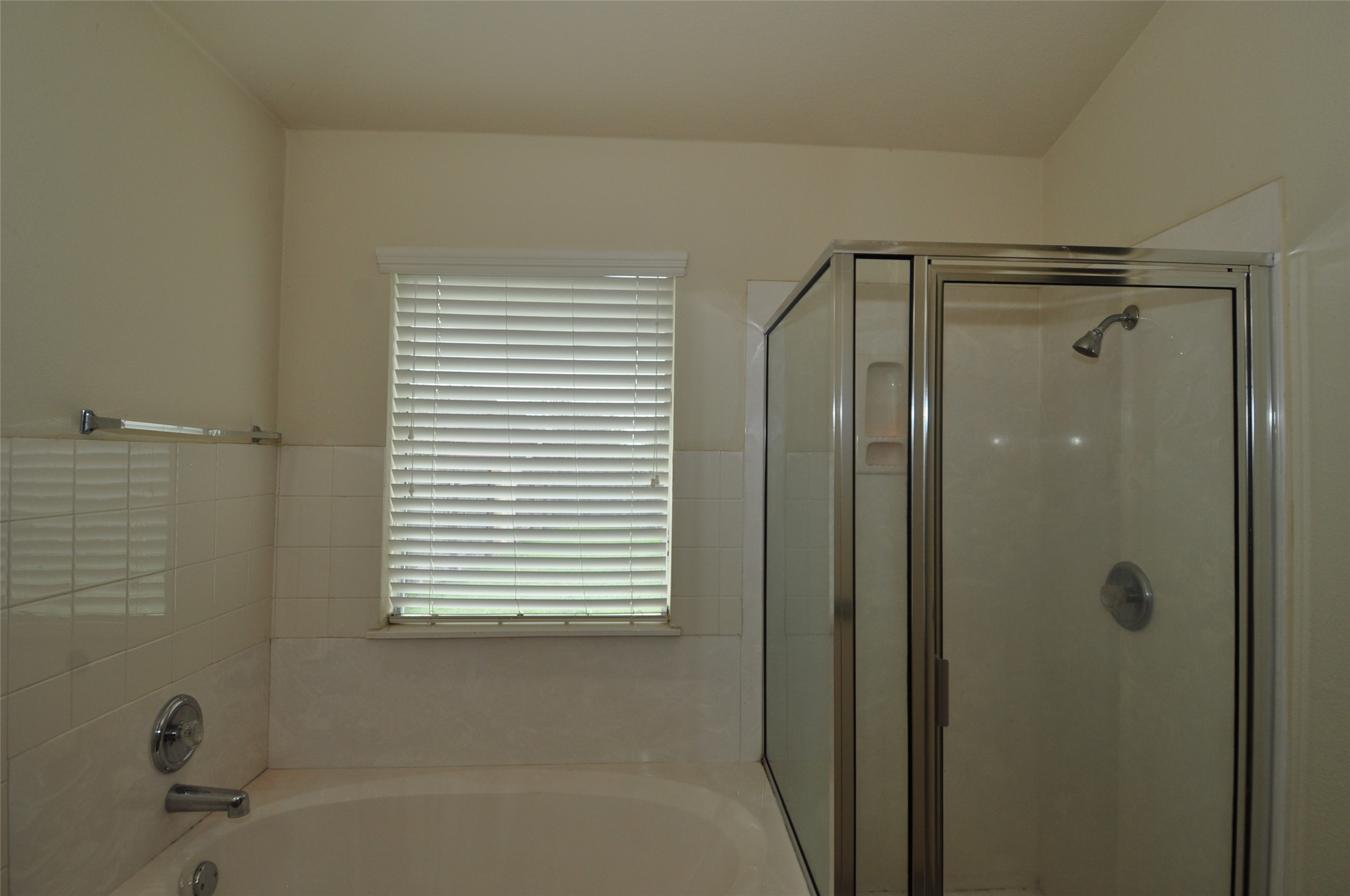 1409 Tea Leaf Drive Pflugerville, TX 78660 - Photo 11 of 18 A well-maintained bathroom provides both a comfortable soaking tub and a sleek glass-enclosed shower.