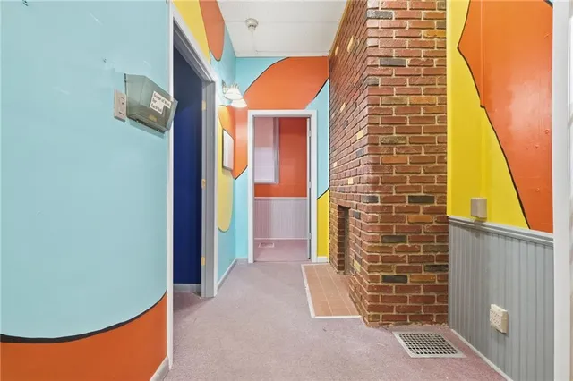 a view of a brick wall