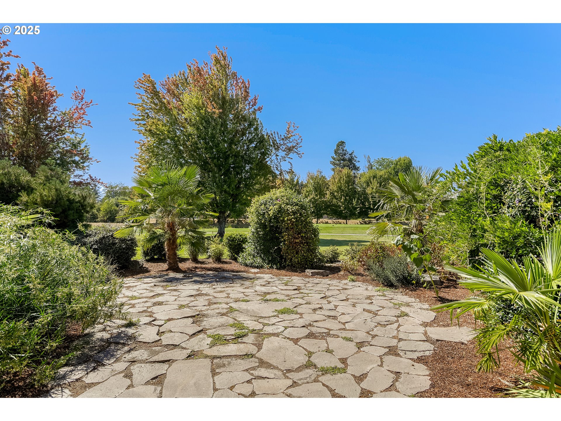 2815 Hazelnut Drive Woodburn, OR 97071 - Photo 5 of 22 a view of a yard with plants and a bench