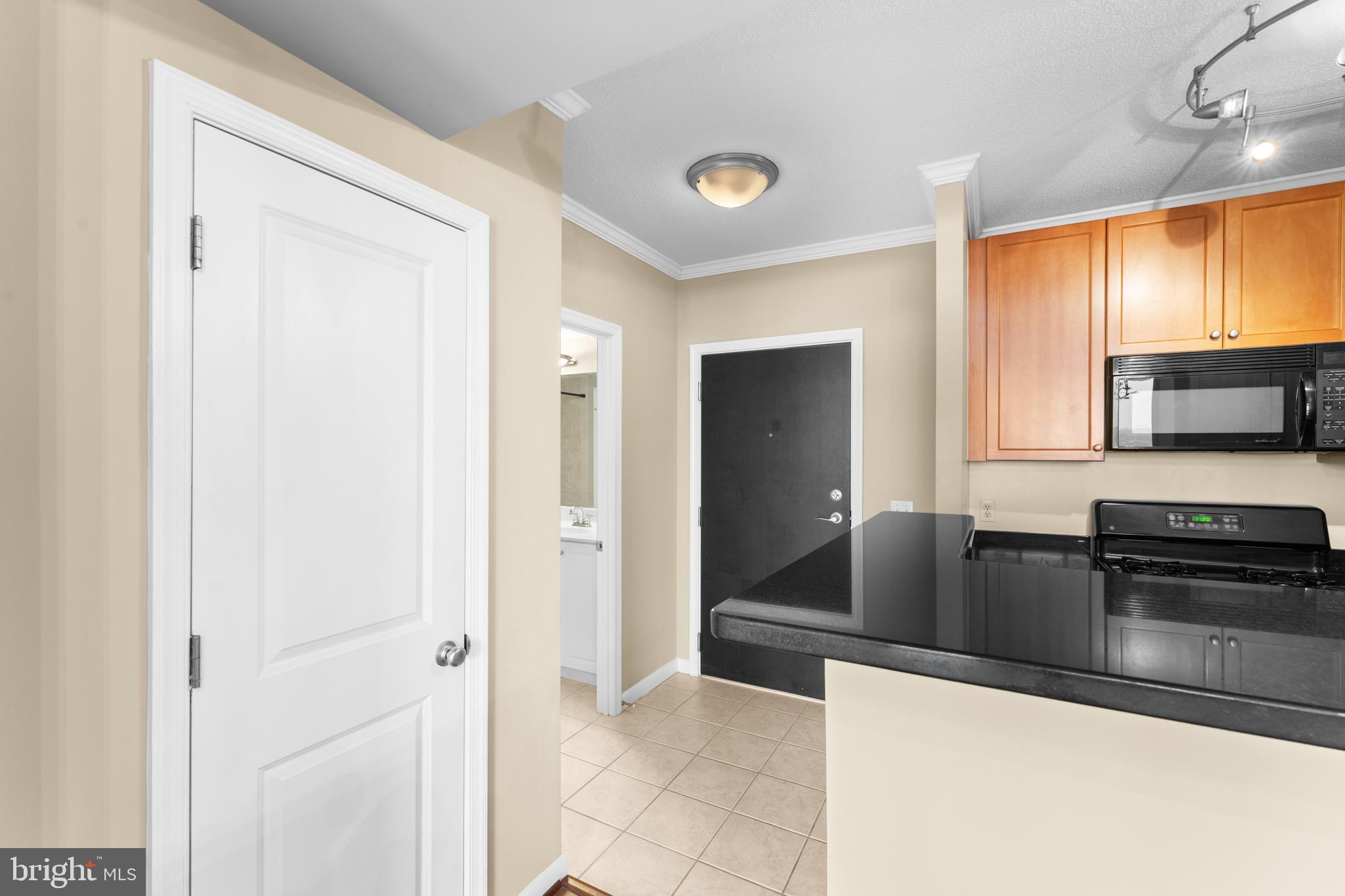 851 North Glebe Road, Unit 1514 Arlington, VA 22203 - Photo 9 of 47 a kitchen with granite countertop a refrigerator and a sink