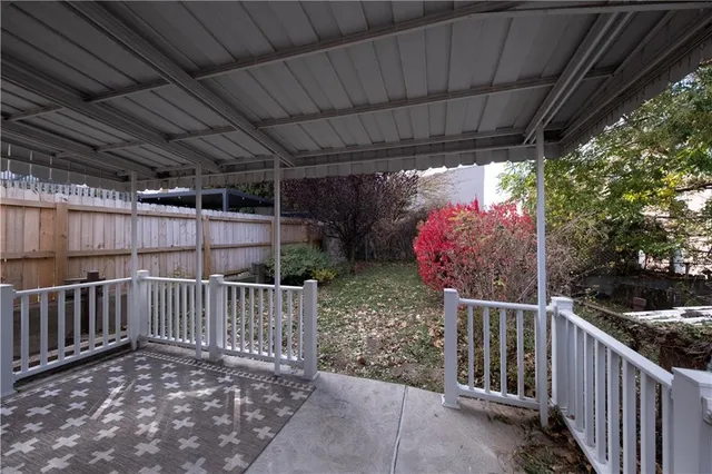 a view of a house with a white door