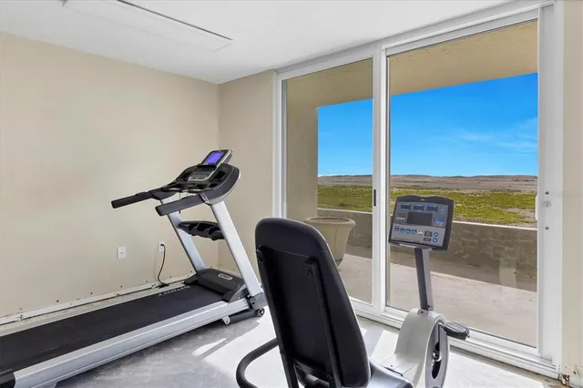 a view of a room with gym equipment