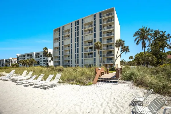 a view of a ocean with a building