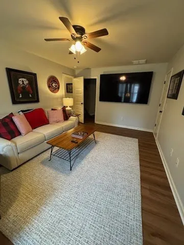 a view of a terrace with seating area