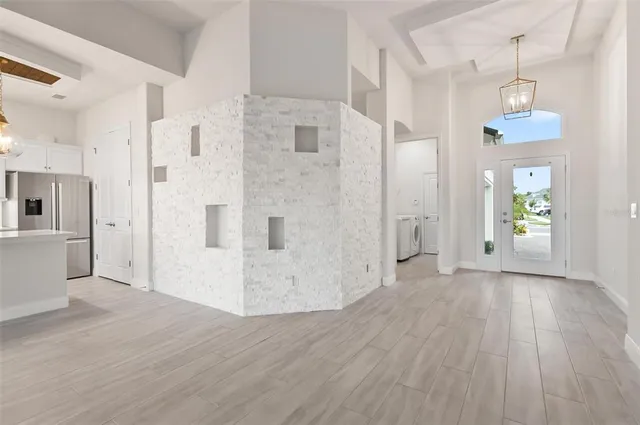 a kitchen with a stove and a microwave