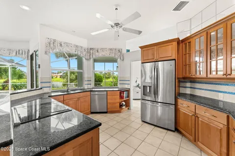 a kitchen with lots of counter top space