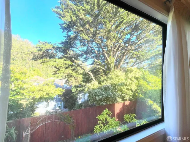 a view of a yard from a window