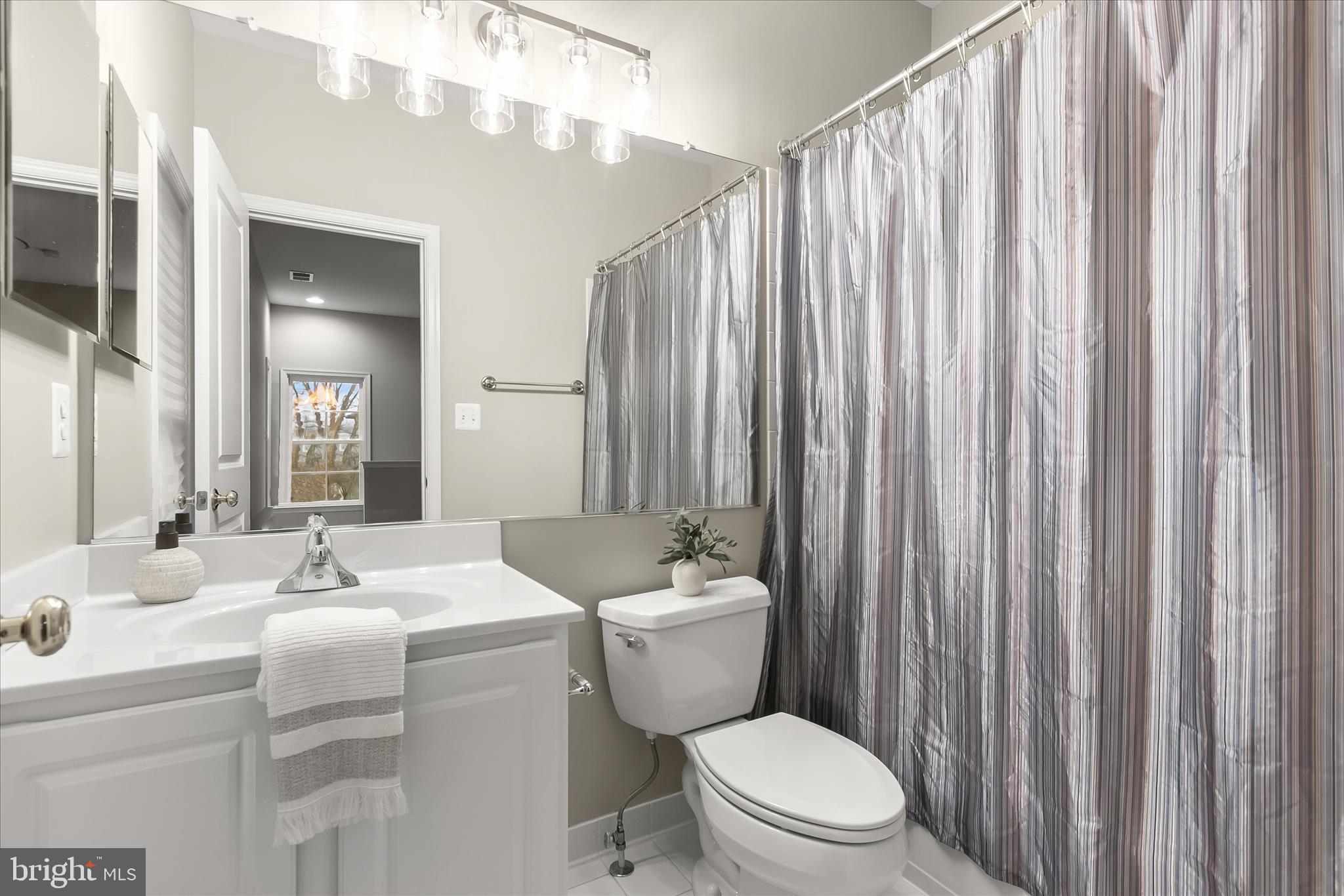 7650 Midtown Road Fulton, MD 20759 - Photo 69 of 76 a bathroom with a sink a toilet a mirror and shower curtain