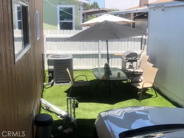 a table and chairs in the patio