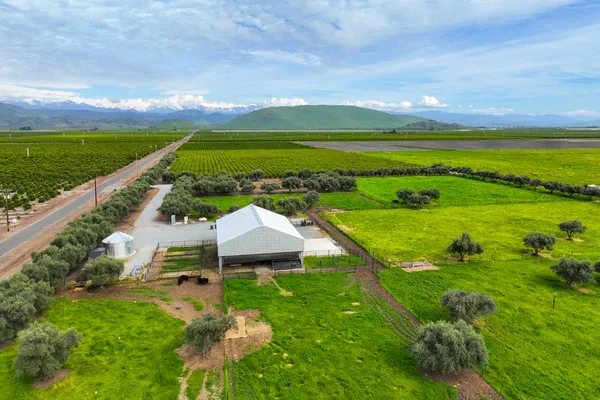 a view of a lake with a big yard