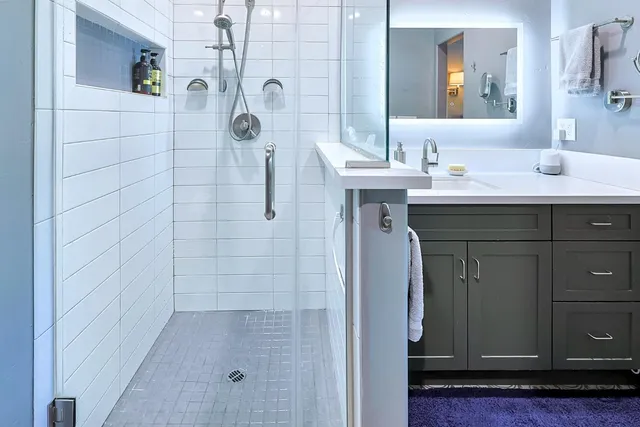 a view of an chairs in a room