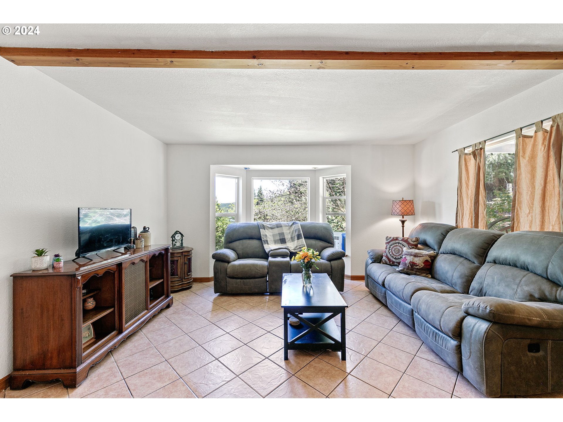 6551 Elkhead Road Yoncalla, OR 97499 - Photo 5 of 39 a living room with furniture a rug and a flat screen tv