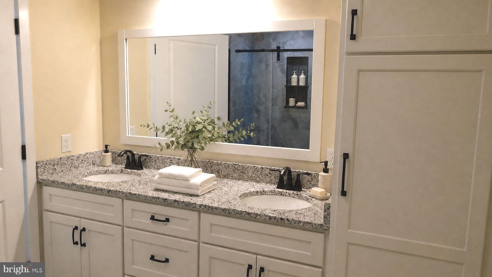 130 Soule Road New Bloomfield, PA 17068 - Photo 5 of 18 a bathroom with a granite countertop sink and a mirror