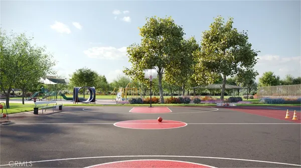 a childrens park with lots of trees