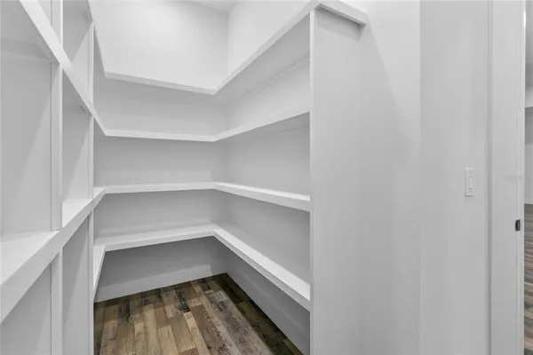 a storage room with empty racks