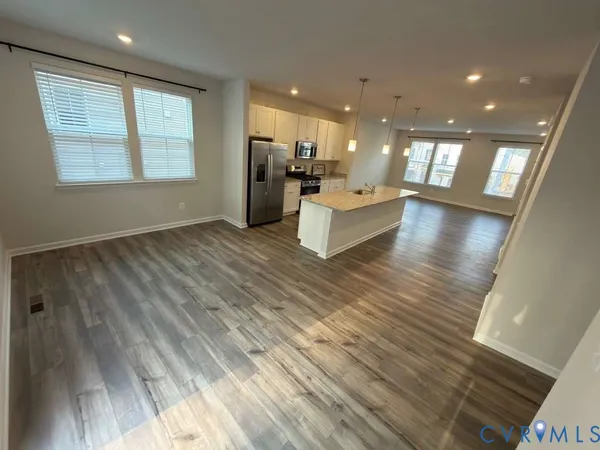an empty room with windows