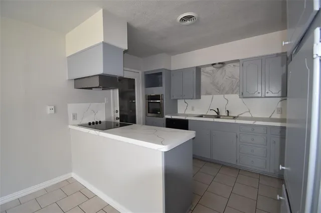 a kitchen with a sink a stove and refrigerator