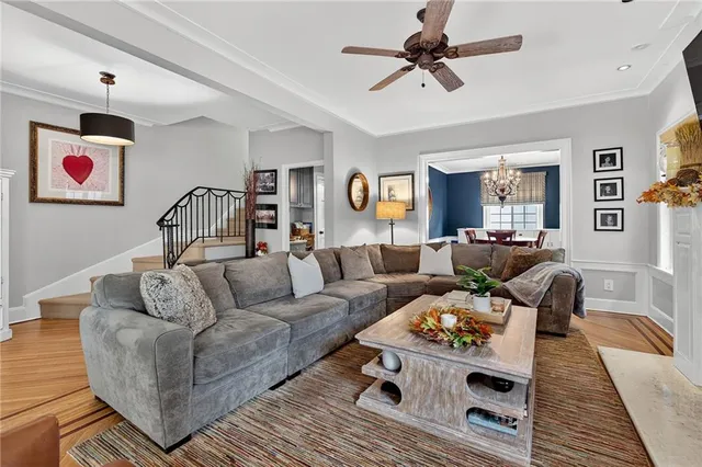 a living room with furniture