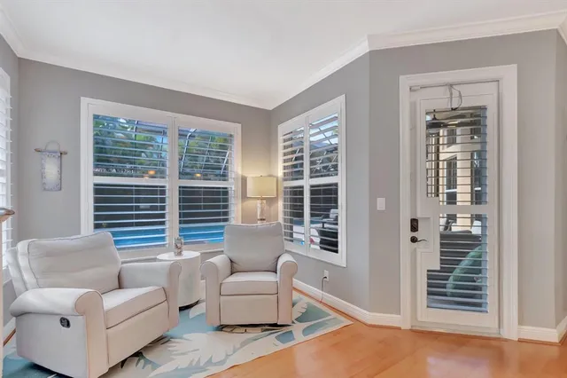 a living room with furniture